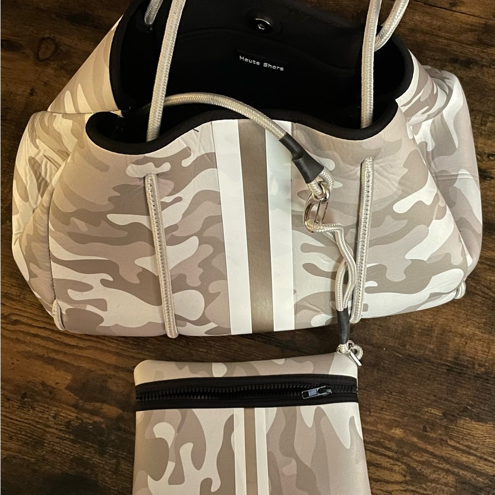 Haute Shore Greyson Neoprene Tote Neutral Tones With Matching Wristlet